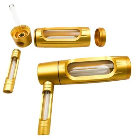 Portable Metal Smoking Pipe with 155mm Glass
